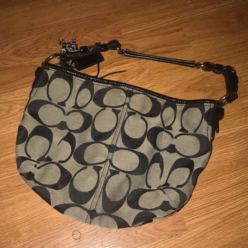 Black and grey COACH shoulder bag